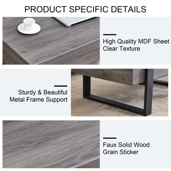 51f740affea5421ab0dee71490b12f3c_20240122_12d14be15a940205cc659a29eb784f28 A rustic gray wood grain MDF coffee table with black metal legs - an elegant space in natural wood tones