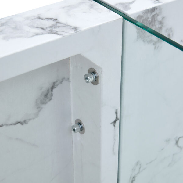 5204faed0fa44cc49abfb6b00300ee0a_4af4a9ccf301178d2f38e67c8e1306c0 43.3"x23.6" White Marble-Patterned MDF Coffee Table with Tempered glass legs.Suitable for Living Room.It can be used not only as a coffee table but also as a side table or display stand.
