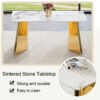 63"x31.5x30" Pandora Patterned Sintered Stone Dining Table with Golden Stainless Steel Butterfly Legs.The tabletop is designed to be scratch and heat resistant.Slabs Tabletop,Stainless Steels Legs.