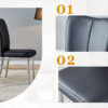 Table and chair set.64.5x35.4 Inch Stylish White Marble Textured Dining Table.Paried With 4 Black PU Chairs with a vertical stripe design on the backrest.Create Your Exclusive Low-Key Luxury Space.