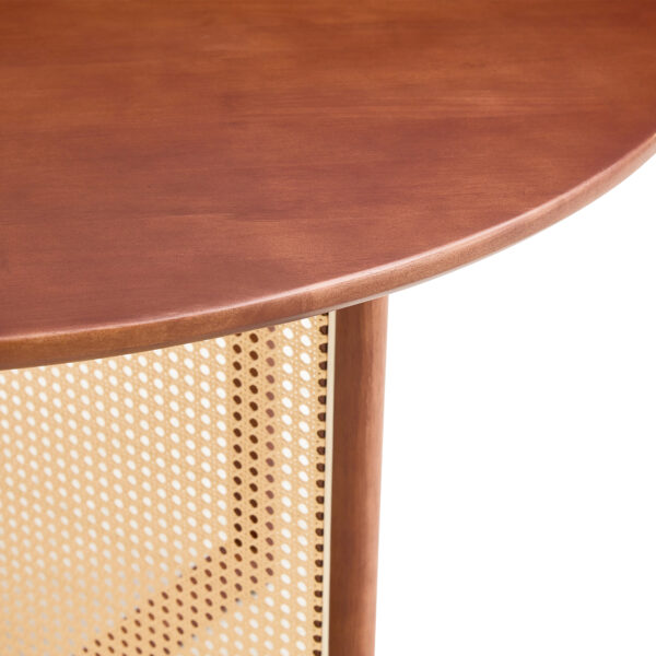 Chinese countryside retro solid wood round table, simple modern imitation rattan table, wooden table, desk. Suitable for dining room, living room, office