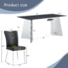 Table and chair set.63"x31.5x30" Black Marble-Patterned Slabs Tabletop with Stainless Steel Butterfly Legs.Paired with 4 Black PU dining chairs with a vertical stripe design on the backrest.