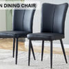 Modern Black PU Chair Set - Two Pieces, The backrest has a vertical and smooth line design.Black Metal Leg.Suitable for placement in kitchen, living rooms, and other venues.W1151116750