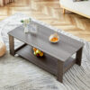 A modern and practical gray textured coffee table,tea table.Double layered coffee table made of MDF material,. Suitable for living room,bedroom and study room. 43.3"*21.6"*16.5"   CT-16