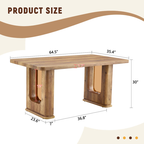 52c21ba2eb174d5687ad90f3779cd4d5_fa60db92fb17ad44187627f60100b37f 64.5 x 35.4 Inch Stylish Wood Color Textured Dining Table, Perfectly Blending Simplicity And Transparency. Made of MDF Material With Wood Grain Stickers, It Exudes A Strong Sense Of Fashion.