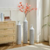 Floor Metal Vases Decorated White Metal vases Set of 3 gorgeous home decoration large glazed metal vases 24in/28.7in/33.5in height