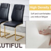 Table and chair set.63"x31.5x30" Luxurious Cold Jade Patterned Sintered Stone Dining Table with Golden Stainless Steel Butterfly Legs.Paried With 4 Black High-quality PU Chairs With Arched Metal Legs.