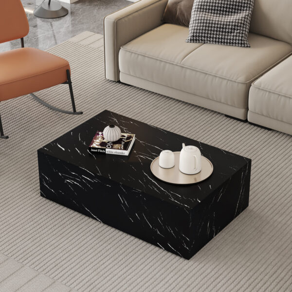 52d68eda197d473cb7c648b493aab586_b5295b72fb9a0432bdca6f10cf6b7b94 39.3*23.6*11.8 Inch Black Marble Texture MDF Coffee Table - Luxurious Design, Perfect Living Room Accent.Fashion texture design coffee table, suitable for various situations and scenes.