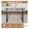 Table and chair set. Modern minimalist grey marble textured MDF dining table with metal frame. Comes with chairs with 4 PU cushions and black metal legs.