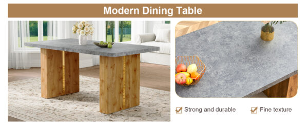 52e9f2fee0984f14b9110380448dde7e_e6bb899ee07db37f8f43f2fb81a75edb Large modern rectangular table with cement-grey patterned top and large MDF legs for kitchen, dining and living room to give a different atmosphere to the home environment.