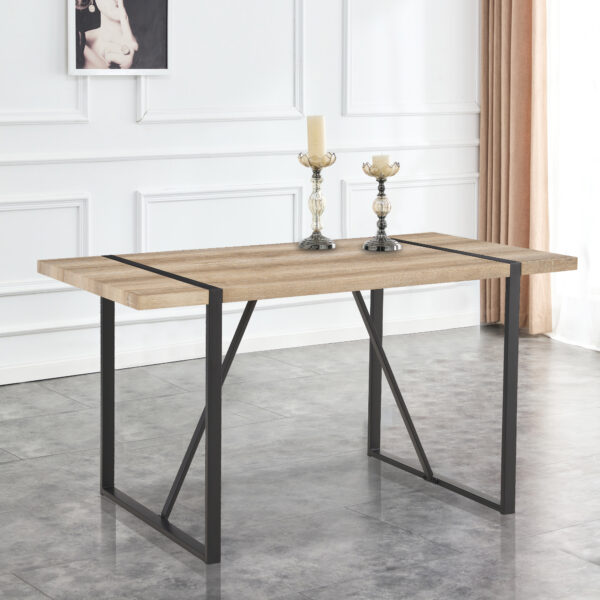 Rustic Industrial Rectangular Wood Dining Table For 4-6 Person, With 1.5" Thick Engineered Wood color Tabletop and Black Metal Legs,Desk For Kitchen Dining Living Room, 55.1" x 31.4"x 29.9"1529W115172