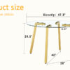 Modern Luxurious Round Tempered Glass Dining Table with Gold 7-Shaped Metal Legs,suitable for family meals, office conferences, or as a casual coffee table for various occasions.47.3*47.3*29.5