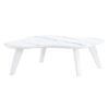 Modern minimalist white imitation marble tabletop coffee table. Solid wood spray painted desk legs, cloud shape to give you a new experience, computer desk. Suitable for dining and living rooms.