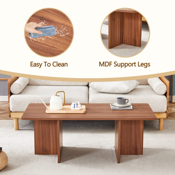 532ac9817aff4efc993eca1d352b24f2_012da63235d6fa9af034a8a1ece7e339 44.8 Inch Walnut Wood Grain MDF Coffee Table - Modern Luxury, Stable Triangular Support.The coffee table is made of medium density fiberboard material and is suitable for living rooms, bedrooms,etc.