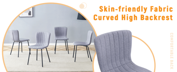 533b1371db164663b450c465c1049d19_7a543aa7bf334ca85f1259c0fa4aa04a Luxury Minimalist Chairs - A set of 4 high quality dining chairs with black metal legs. The integral metal leg structure is suitable for various interior decoration styles.