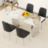 Table and chair set.63*31.4 Inch Pandora Patterned Sintered Stone Dining Table Set - 4 Black Chairs With Silver Metal Legs.Modern Light Luxury.Perfect For Dinner Room,Meeting Room,Kitchen,etc.