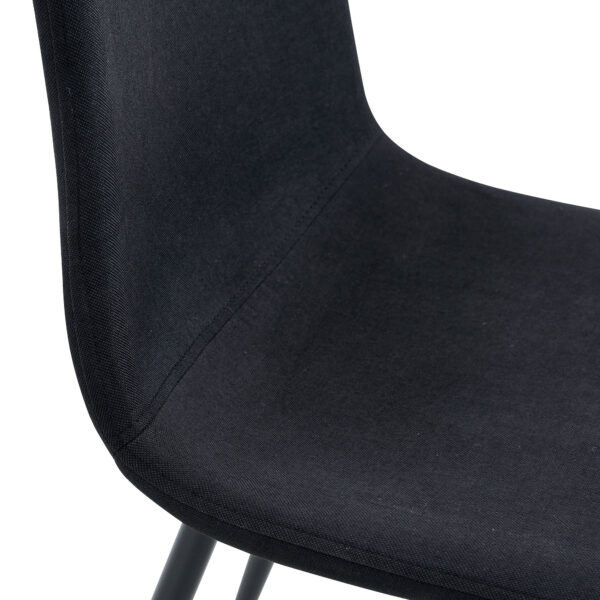 5351d816b0624b8fa226cdb71bb536c5_b51da06f6b31b48c70ff16db66fa434a Table and chair set.A Modern Minimalist Circular Dining Table With A Diameter Of 33.3 Inches.Paired With 4 Black Linen-Cotton Material High Resilience Dining Chair with Metal Black Leg.