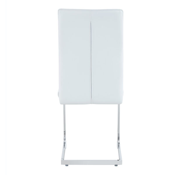 536394af1f5a48e5b313126f7a5aaab8_2558bdb7f4ba087b686fd2188af559b5 Luxury Simple Arch Chair - Set of 4 White PU Material High Resilience Dining Chair with Arched Metal Silver Leg.