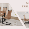 Table and chair set.A retro rectangular dining table with a wood color fishbone textured top and black metal legs.Paired With 6 Brown technology fabric chairs with Featuring arched black legs.