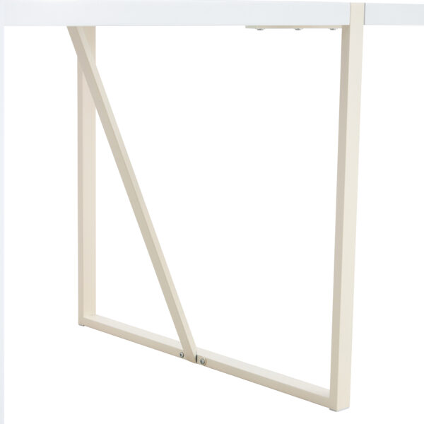 539ae3bad8c3422289758fe9811d0910_53ca19048d3fdf91f9fa3dfbc1367c68 Industrial rectangular MDF Cream style dining table for 4-6 people with 1.5 inch thick MDF top and white metal legs frame for work desk, kitchen, terrace, dining room