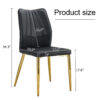 Four black dining chairs. A medieval modern chair made of PU material with soft cushions, equipped with golden metal legs. Suitable for restaurants and living rooms