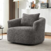 360° Swivel Chair, 38.2" Accent Chair Sofa, Upholstered Swivel Barrel Sofa Chair with a Throw Pillow for Living Room, Bedroom, Office and Hotel, Grey