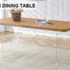 A modern minimalist wooden table with acrylic legs and rectangular tables. Computer desk. Dining table. Suitable for restaurants, living rooms, and kitchens. F-1298
