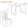 55"x31.5"Cream-Style White MDF Dining Table Set with 4 Armless Chairs.MDF Tabletop and metal legs.The backrest of the dining chair has a vertical line design.Adding a warm atmosphere to your family.