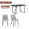 Table and chair set.Modern Black Marble Pattern MDF Dining Table Set-55"x31.4" with 4 Extended Seat Cushion PU Dining Chairs.Light Gray Cushion.Iron Pipe Spraying Chair Legs.