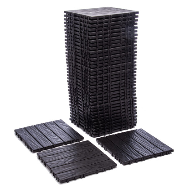 76-Pack 11.42"x11.42" Interlocking Deck Tiles - 68.80 Sq.Ft 3D Wood Grain Plastic Flooring for Outdoor Use , Waterproof & Moisture-Proof Patio Tiles , All-Weather Use & Easy Snap-Together Installation