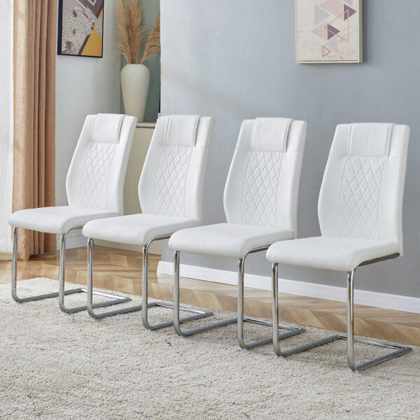 542ae944c3f244169ae121fa80cf5a56_20230926_3970a3aca720a7862cc401cbc58b95da Modern Dining Chairs with Faux Leather Padded Seat Dining Living Room Chairs Upholstered Chair with Metal Legs Design for Kitchen, Living, Bedroom, Dining Room Side Chairs Set of 4 (White+PU )C-001