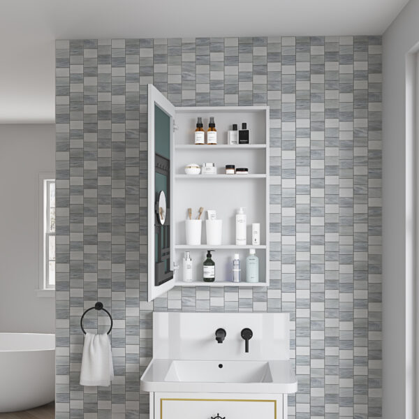 20'' W x 36'' H Surface Frameless Mirror Medicine Cabinet, Beveled Mirror Edges Bathroom Medicine Cabinet, Left opening door