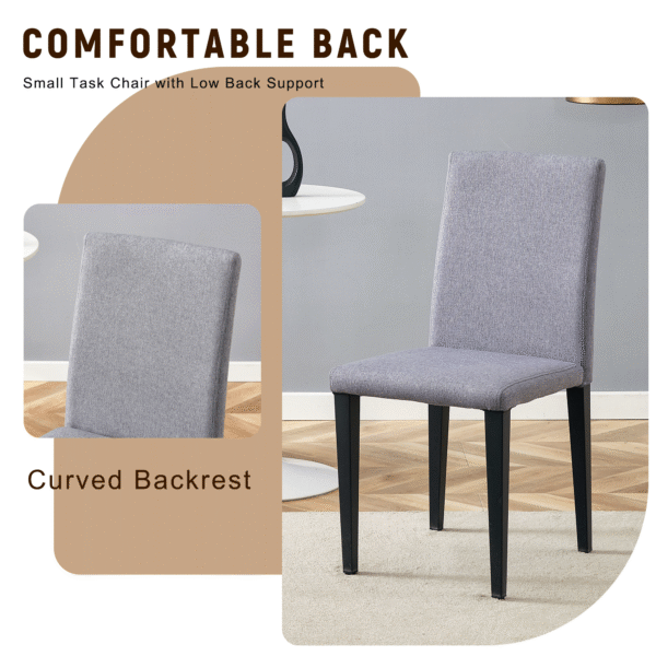 Table and chair set.71*35.4 inch Wooden And Black Spliced Dining Table With Storage Function In The Middle Of The Table Legs.Paired With 6 Light Gray Linen-Cotton Dining Chairs, Simple And Versatile.