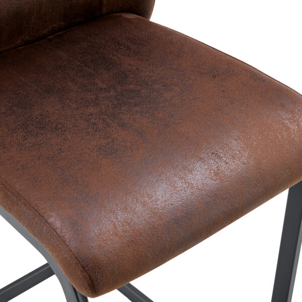 A set of two brown chairs, including suede cushions and black metal legs. Small size, suitable for select groups, suitable for dining room, kitchen, terrace and guest office chairs (set of 2)