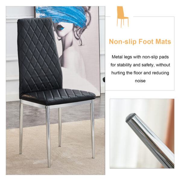 Grid armless high backrest dining chair, black chair and 6-piece set of electroplated metal legs, office chair. Suitable for restaurants, living rooms, kitchens, and offices.W115163430  0924