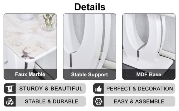 Modern Simple Glossy White Rectangular Counter Bar Table 47.24" x 18.11" x 29.52" For Living Room Bedroom Bedside Entrance House Balcony Office Bathroom. BT-1280