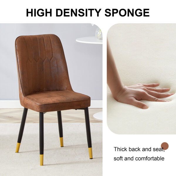 54b839e75b514df18c720422e55866fb_300ad5c872f5876c9e5d75dcd30b1541 Brown Suede-like Velvet Dining Chair Set (Six Pieces)Black Metal legs,dinning chairs,brown.Bring a comfortable home experience to the kitchen, bedroom, and office.