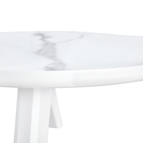 54c92a5de3654e3da7b52f6169fbd267_3cca8309e320c1b911cd66af554a2d39 Modern minimalist white imitation marble tabletop coffee table. Solid wood spray painted desk legs, cloud shape to give you a new experience, computer desk. Suitable for dining and living rooms.