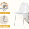 Table and chair set.71 * 35.4 inch rectangular dining table.Tempered Glass Tabletop,Silver 7-shaped Metal Table Legs.Paried With 6 Transparent Plastic Dining Chair with Silver Metal Legs.