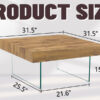 Natural Style Square MDF Coffee Table - 31.5"x31.5" with Tempered Glass Legs.Density Board Sticker,Reinforced Glass.