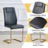 Table and chair set.63"x31.5x30" Luxurious Pandora patterned Sintered Stone Tabletop with Golden Stainless Steel Butterfly Legs.Paried With 4 Black High-quality PU Chairs With Arched Metal Legs.