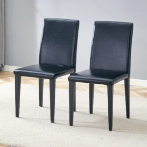 Two black PU dining chairs, simple and versatile, comfortable and accompanied. The exquisite and multifunctional dining chair has opened up a comfortable new experience. (2-piece set)