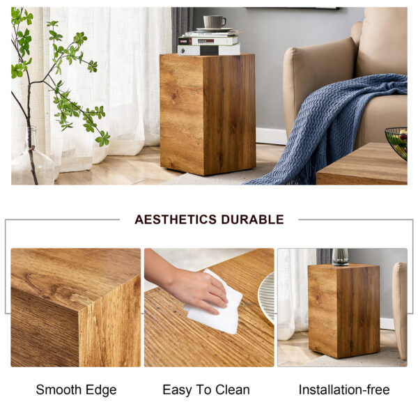55259fd4e94b4dcbb5df5ca0ca6ed70c_8ac3e1c9b6caf4041580007c68ea333b Elevate your living space with this modern MDF coffee table that showcases smooth, Wood color texture patterns. It is characterized by stylish design.11.8*11.8*19.6 inch.W1151P147815