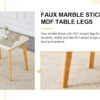 Imitation marble white sintered stone tabletop with rubber wooden legs, foldable computer desk, foldable office desk, suitable for restaurants, living rooms, terraces, kitchens