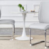 Luxury Simple Arch Chair - Set of 2 Light Gray PU Material High Resilience Dining Chair with Arched Metal Silver Leg.