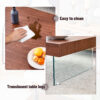 Walnut Colored Square MDF Coffee Table - 31.5"x31.5" with Tempered Glass Legs.Density Board Sticker,Reinforced Glass Legs.Walnut Colored Texture Sticker.