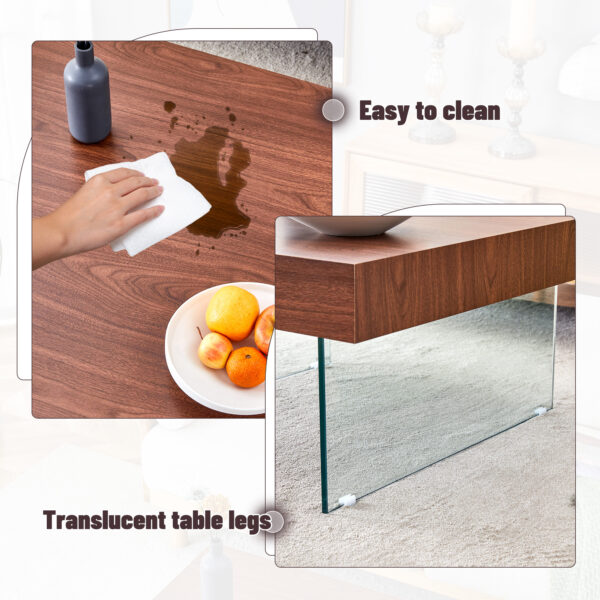 557e0ae8388c4074ad04a5a697204ab1_cc017f3e783ff38699ba9518ecb3e3e7 Walnut Colored Square MDF Coffee Table - 31.5"x31.5" with Tempered Glass Legs.Density Board Sticker,Reinforced Glass Legs.Walnut Colored Texture Sticker.
