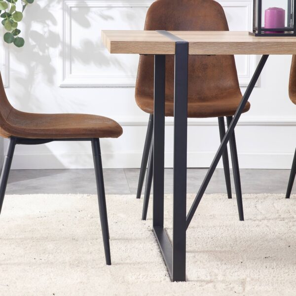Rustic Industrial Rectangular Wood Dining Table For 4-6 Person, With 1.5" Thick Engineered Wood color Tabletop and Black Metal Legs,Desk For Kitchen Dining Living Room, 55.1" x 31.4"x 29.9"1529W115172