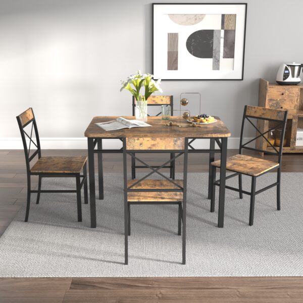 55ce96ec6c6945c3b5cca4a8cbf82e0e_216bf0a1e43c9f7a32f1359fe3d0ee04 Dining Table Set for 4, Wood Kitchen Table with Chairs Dinning Table Set for Kitchen & Dining Room, Compact Dining Set for Small Spaces, Rustic Brown