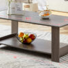A modern and practical gray textured coffee table,tea table.Double layered coffee table made of MDF material,. Suitable for living room,bedroom and study room. 43.3"*21.6"*16.5"   CT-16